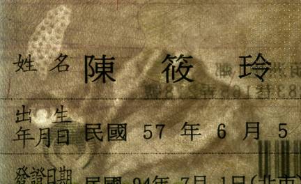 透光觀察，可見明暗層次分明之玉山、內政部部徽及台灣圖案水印